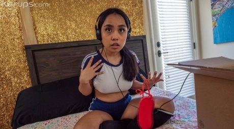 Sweet teen Luna Mills flaunts her big tits after getting fucked in POV