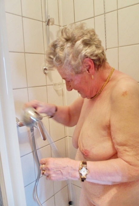 Curly-haired granny Pitschka flaunts her saggy tits in her compilation